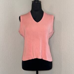 Axcess Pink V-Neck Ribbed Sweater Tank Boho Casual Women's Size Large